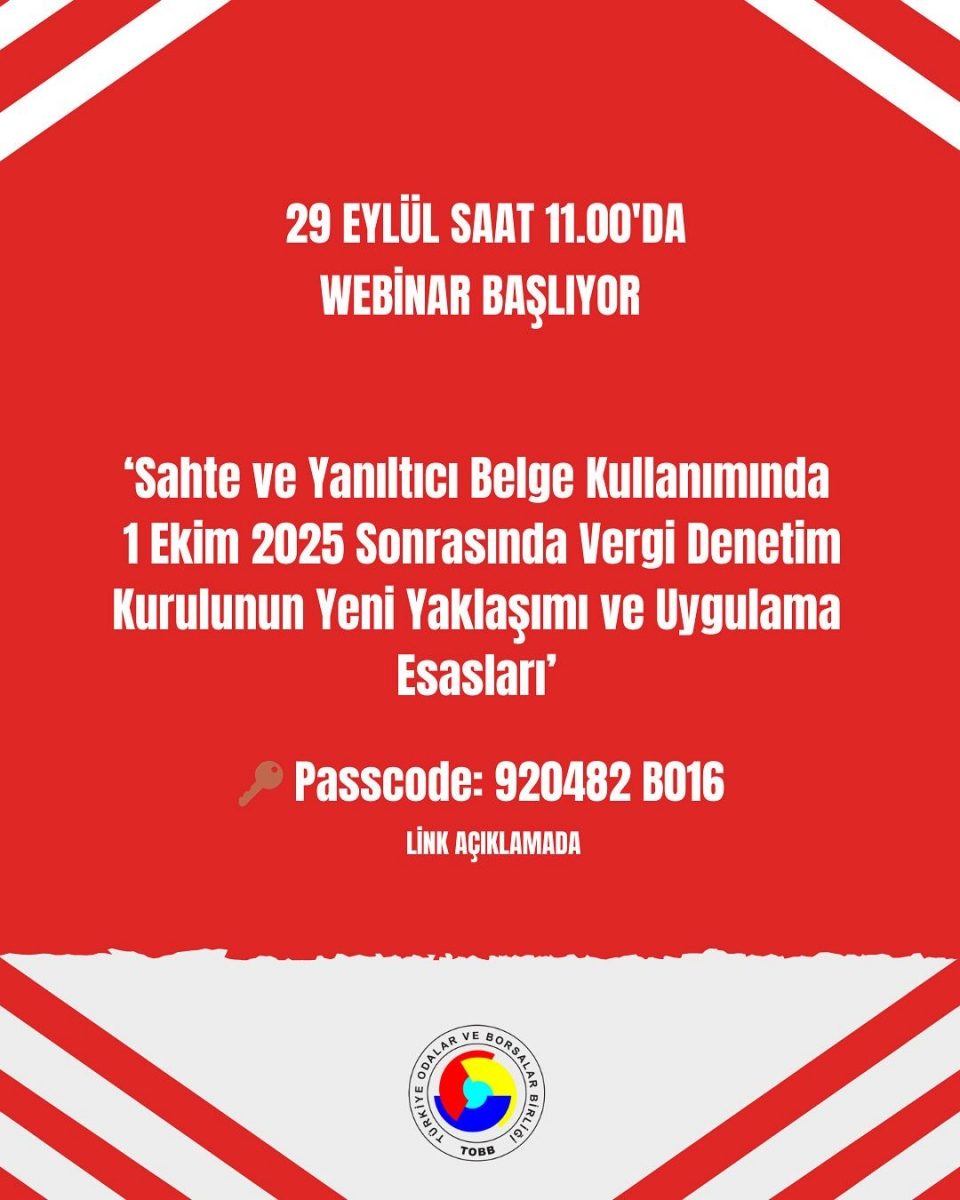 Sahte ve Yanıltıcı Belge Kullanımında 1 Ekim 2025 Sonrasında Vergi Denetim Kurulunun Yeni Yaklaşımı ve Uygulama Esasları Konulu Webinar