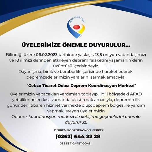ÜYELERİMİZE ÖNEMLE DUYURULUR…