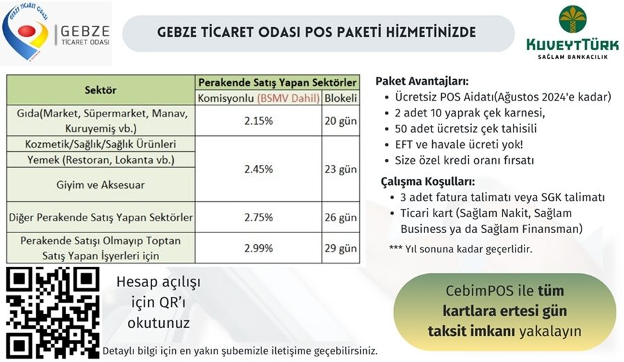 Odamız ve Kuveyt Türk Bankası ile Yapılan Pos Paketi anlaşması  Hakkında
