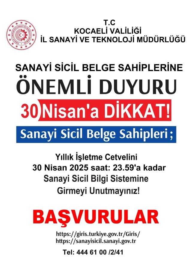 2024 Yılı İçin Yıllık İşletme Cetveli Verilmesine İlişkin Duyuru