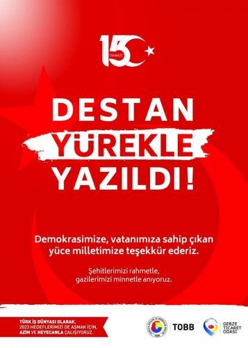 Başkanımız Nail ÇİLER in 15 Temmuz Demokrasi ve Milli Birlik Günü Mesajı