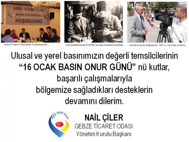 Yönetim Kurulu Başkanımız NAİL ÇİLER, 16 Ocak Basın Onur Günü nü Kutladı
