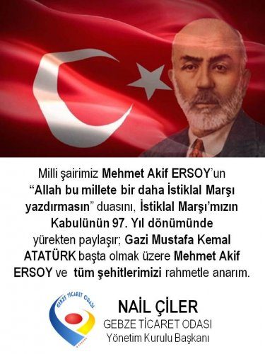 <div>Yönetim Kurulu Başkanımız NAİL ÇİLER'in 12 Mart Mesajı</div>
