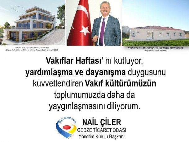 <div>Yönetim Kurulu Başkanımız NAİL ÇİLER Vakıflar Haftası'nı Kutladı.</div>