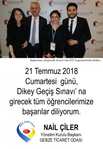 <div>Yönetim Kurulu Başkanımız NAİL ÇİLER, DGS' ye girecek öğrencilere başarılar diledi.</div>