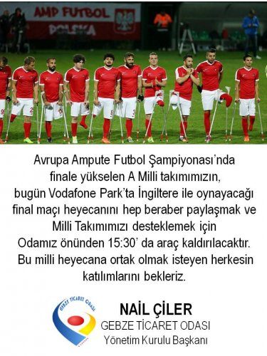Gebze Ticaret Odası, Milli Takımımızı Desteklemek İçin Vodafone Park a Gidiyor