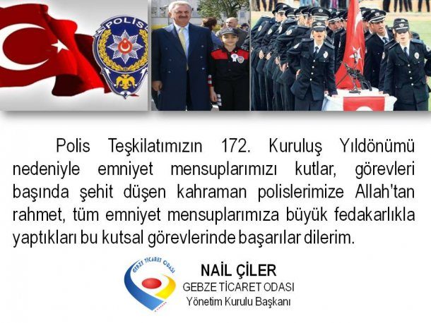 Polis Teşkilatımızın 172. Kuruluş Yılı  Kutlama Mesajı