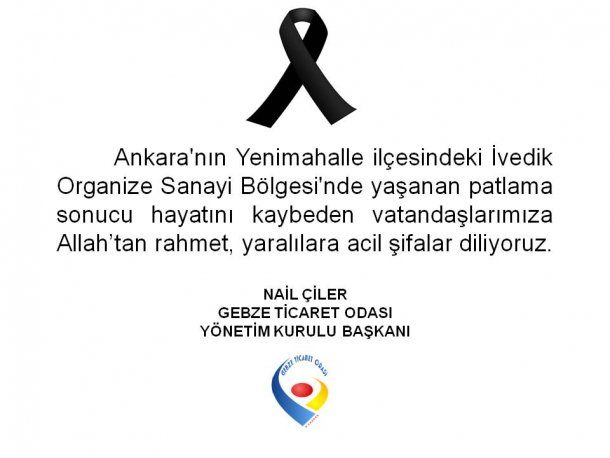 <div>Ankara'nın Yenimahalle ilçesindeki İvedik Organize Sanayi Bölgesi'nde yaşanan patlama sonucu hayatını kaybeden vatandaşlarımıza Allah'tan rahmet, yaralılara acil şifalar diliyoruz.</div>
