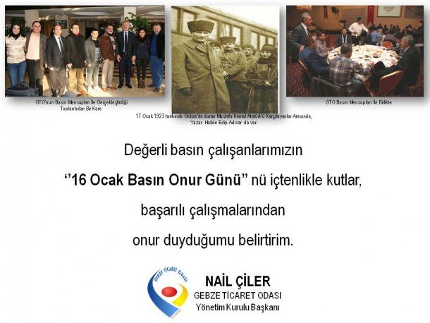 Yönetim Kurulu Başkanımız NAİL ÇİLER 16 Ocak Basın Onur Günü nü Kutladı